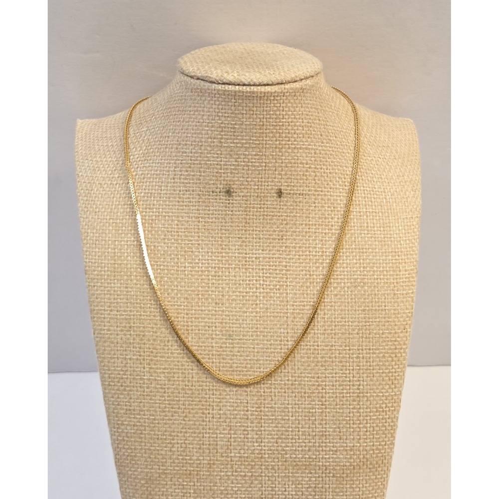 Vintage Solid 14k Yellow Gold Italian Square Franco Chain Necklace 15"